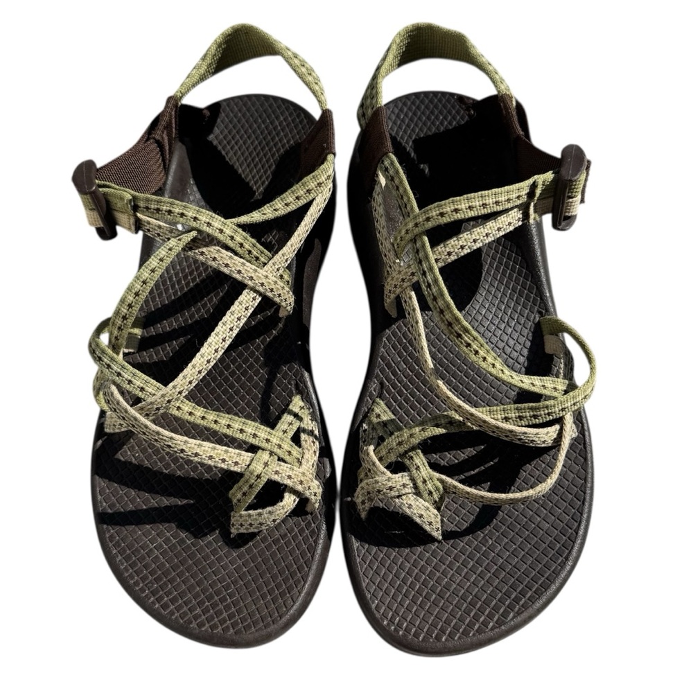 Chaco ZX2 Classic Sandals Strappy Toe Loop Vibram sole Green/Brown Size W 10